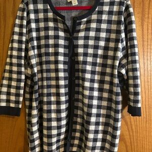 CJ Banks Black and White Checkered Cardigan